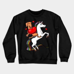 Labrador Retriever Dog Riding Unicorn Crewneck Sweatshirt